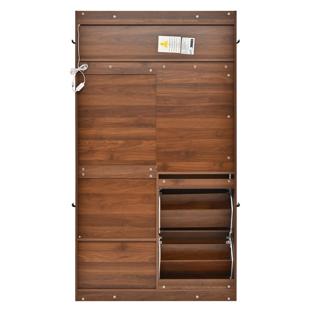 GARDEROBE Schuhschrank Spiegel LED App PB MDF - Walnussfarben, Holzwerkstoff (100/180/25cm) - FLIEKS