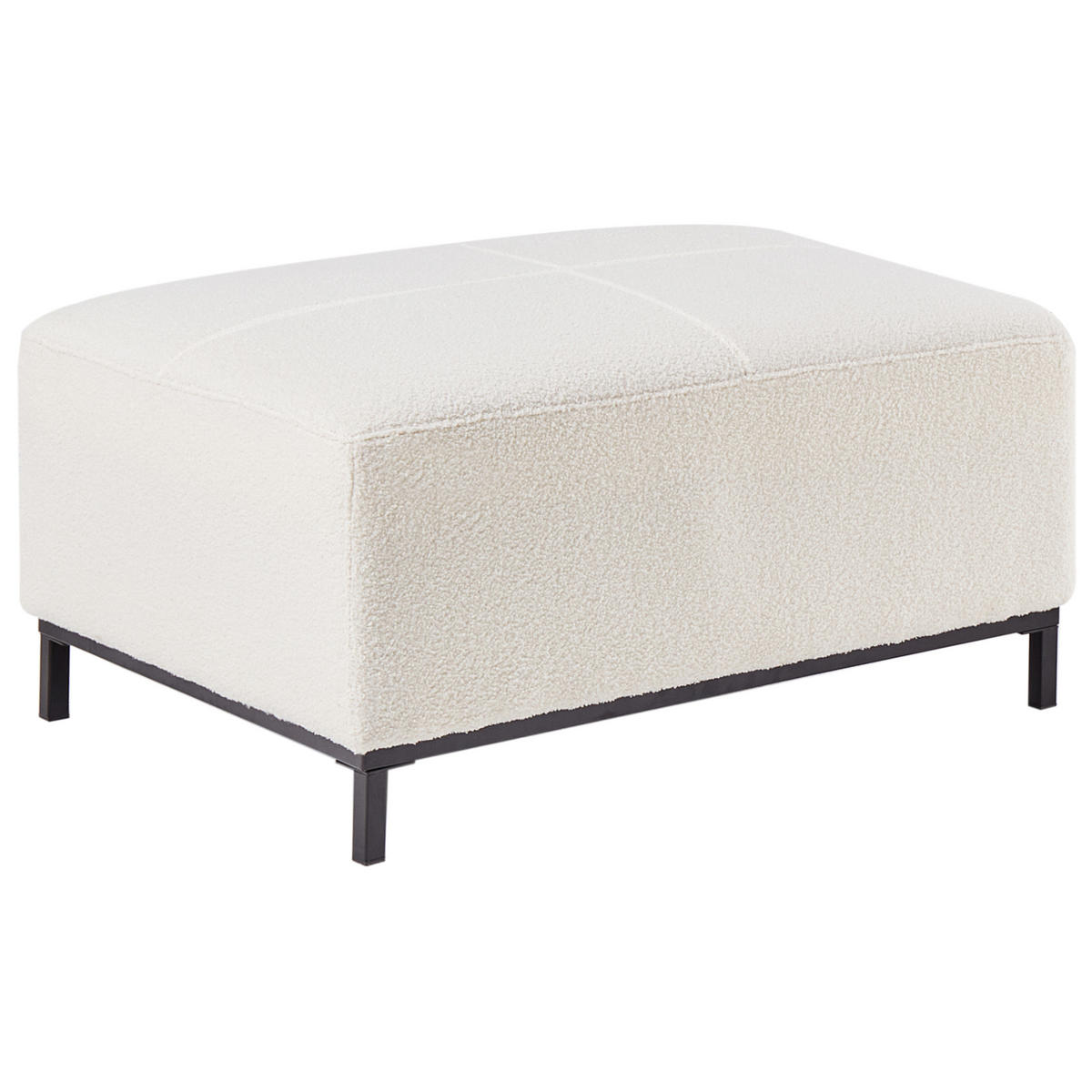 OTTOMANE Bouclé Weiß Oslo - Weiß, Textil (95/46/71cm) - Beliani