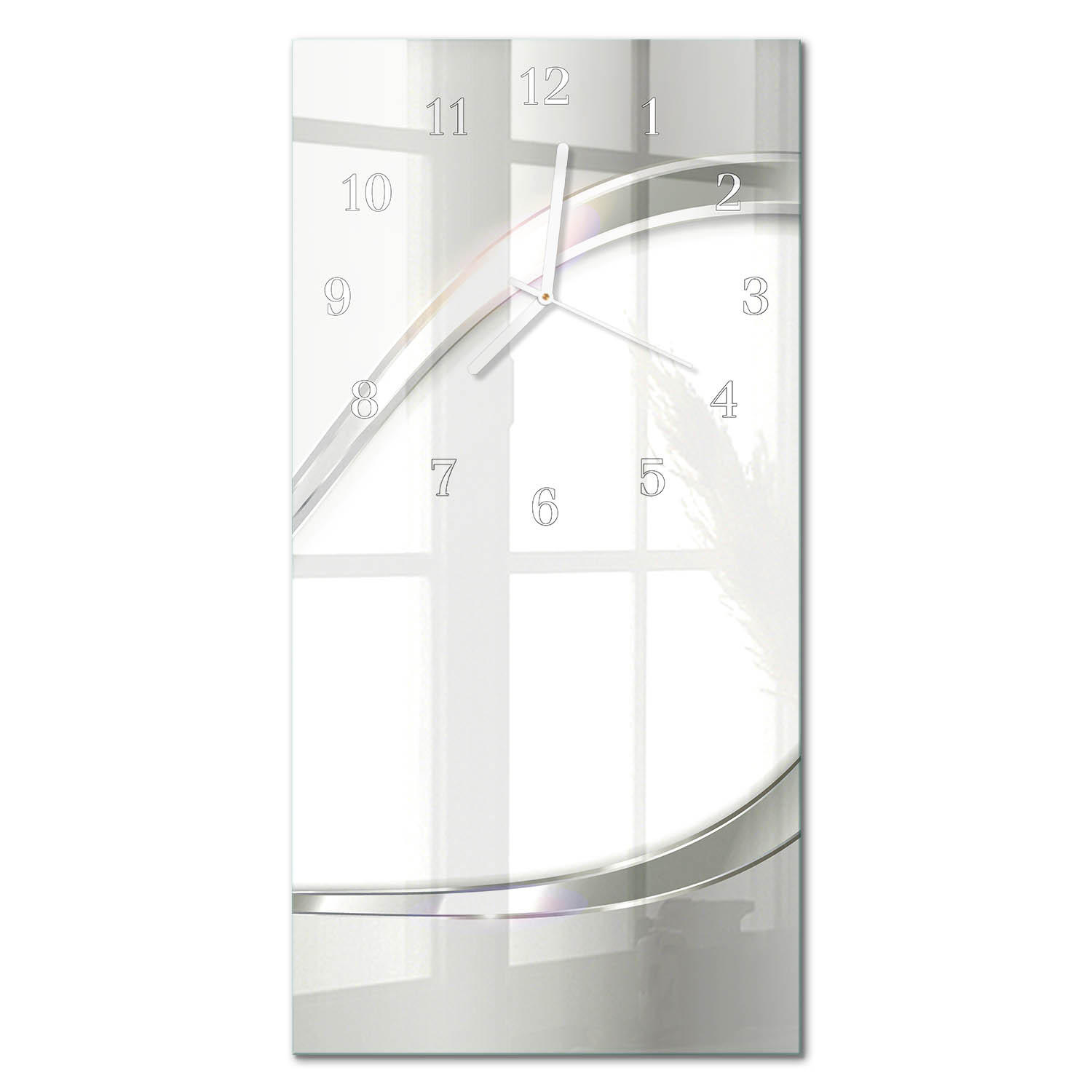 WANDUHR 30x60 cm - Rosen - Weiß, Glas (30/60/0.4cm) - TULUP