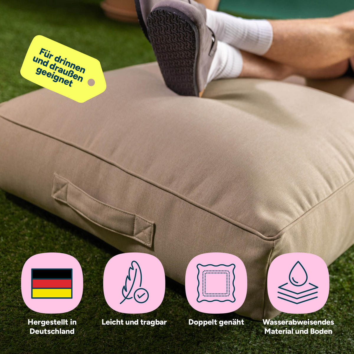 BODENKISSEN mit Sitzsackfüllung Solus - Beige, Textil (72/22/72cm) - icon