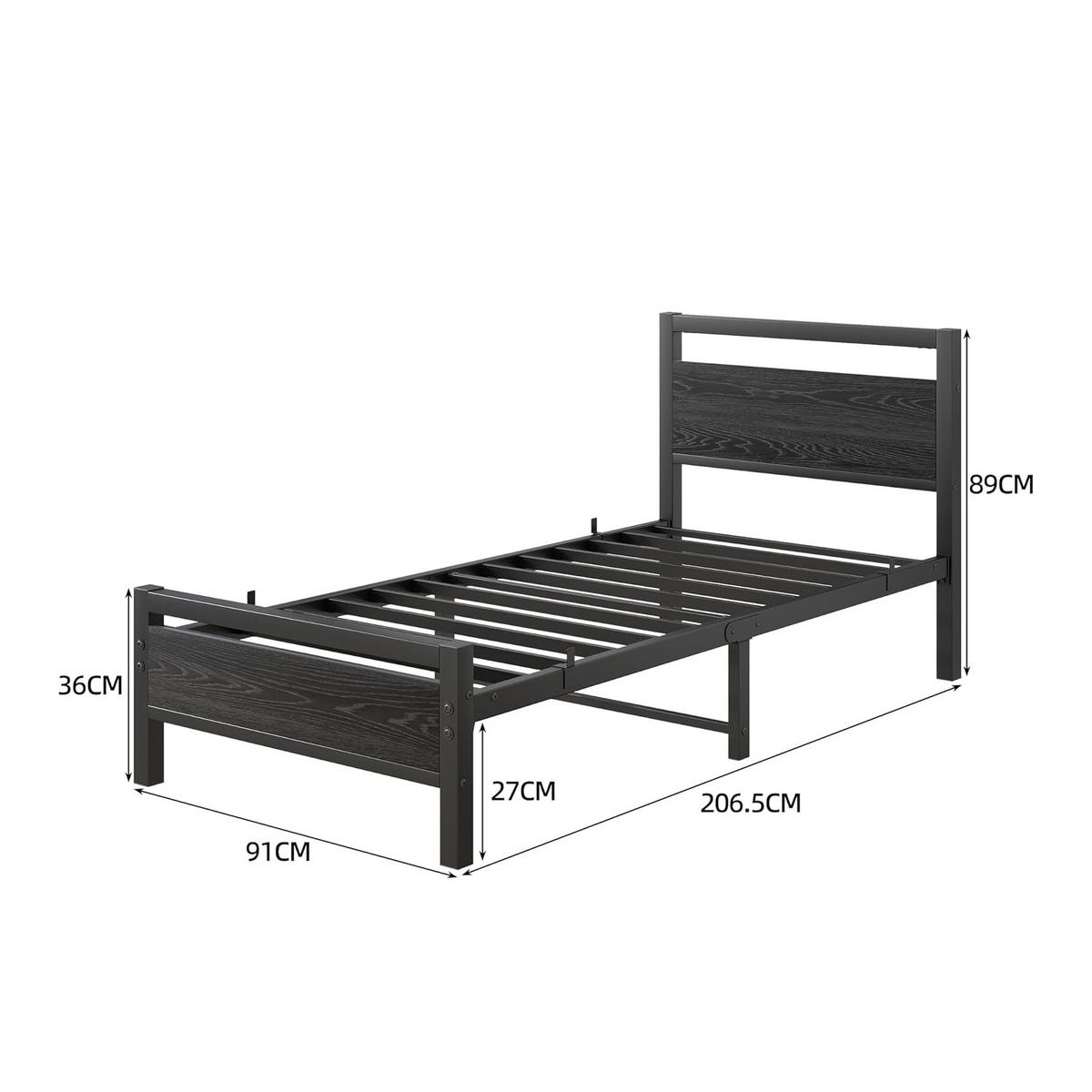 METALLBETT 90/200 cm DE-33024 mit Lattenrost und Stauraum Schwarz - Schwarz, Metall (90/200cm) - ComfortXL