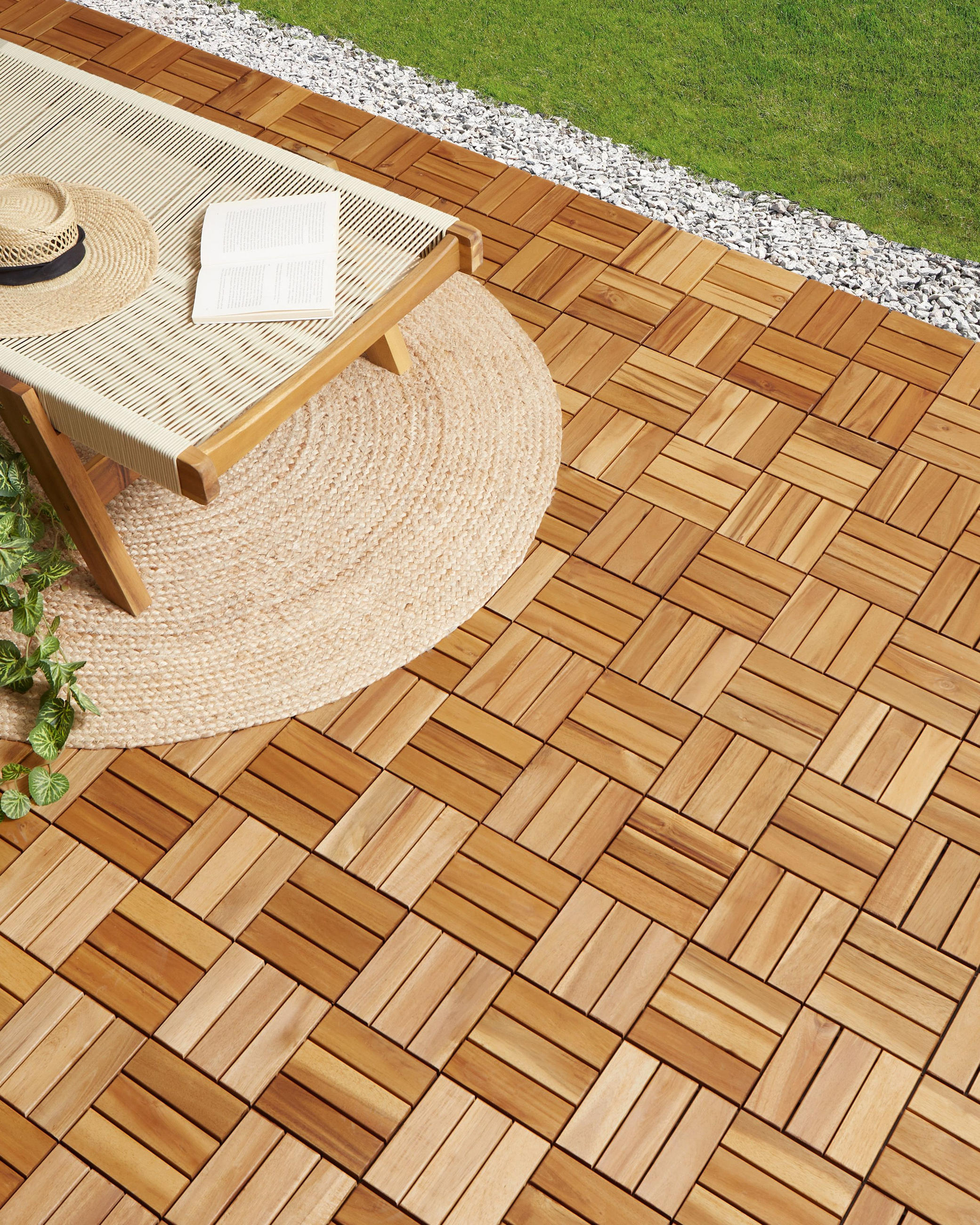 TERRASENFLIESEN 10 Stück Naturfarben Acerenza - Naturfarben, Holz (30/30cm) - Beliani