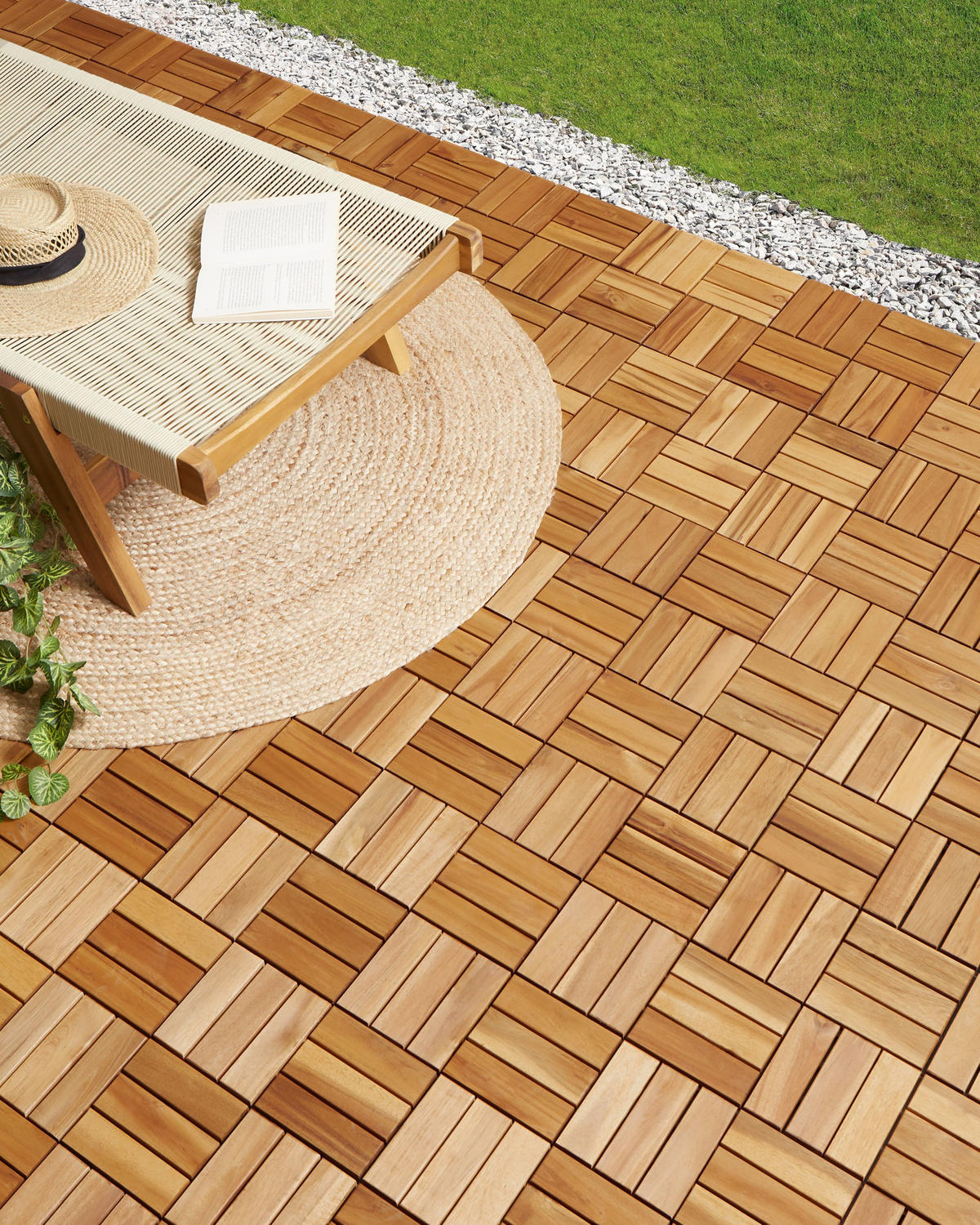 TERRASENFLIESEN 10 Stück Naturfarben Acerenza - Naturfarben, Holz (30/30cm) - Beliani