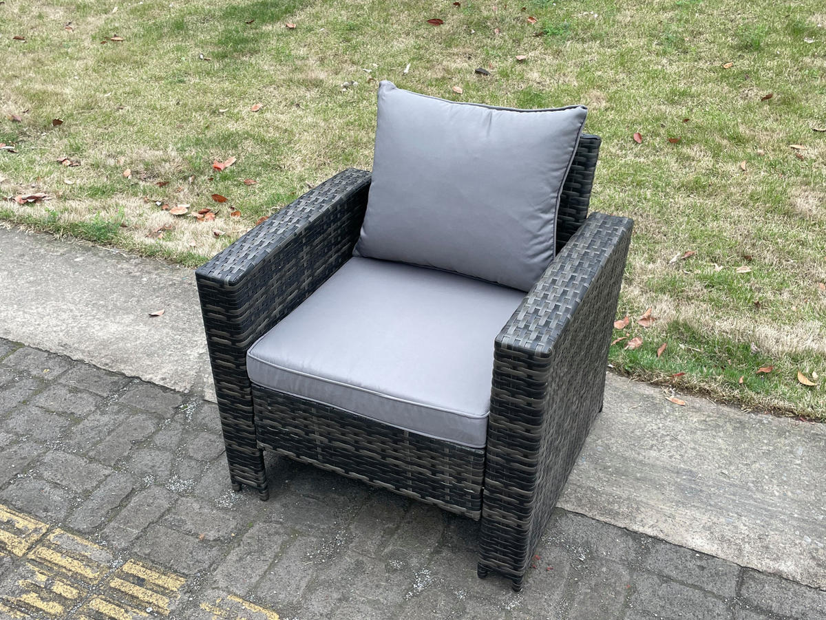 GARTENSOFA Polyrattan Dunkelgrau 1-Sitzer - Dunkelgrau, Metall (72/70/69cm) - Fimous