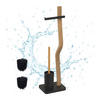 WC Garnitur - Schwarz, Holz/Kunststoff (23/78.5/18cm) - Relaxdays