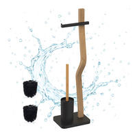 WC Garnitur - Schwarz, Holz/Kunststoff (23/78.5/18cm) - Relaxdays