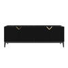 SIDEBOARD Demi Long, Schwarz-Gold, Mit Gefrästen Fronten, Massive Buche - Schwarz, Holz/Holzwerkstoff (201.5/70/42cm) - Visby