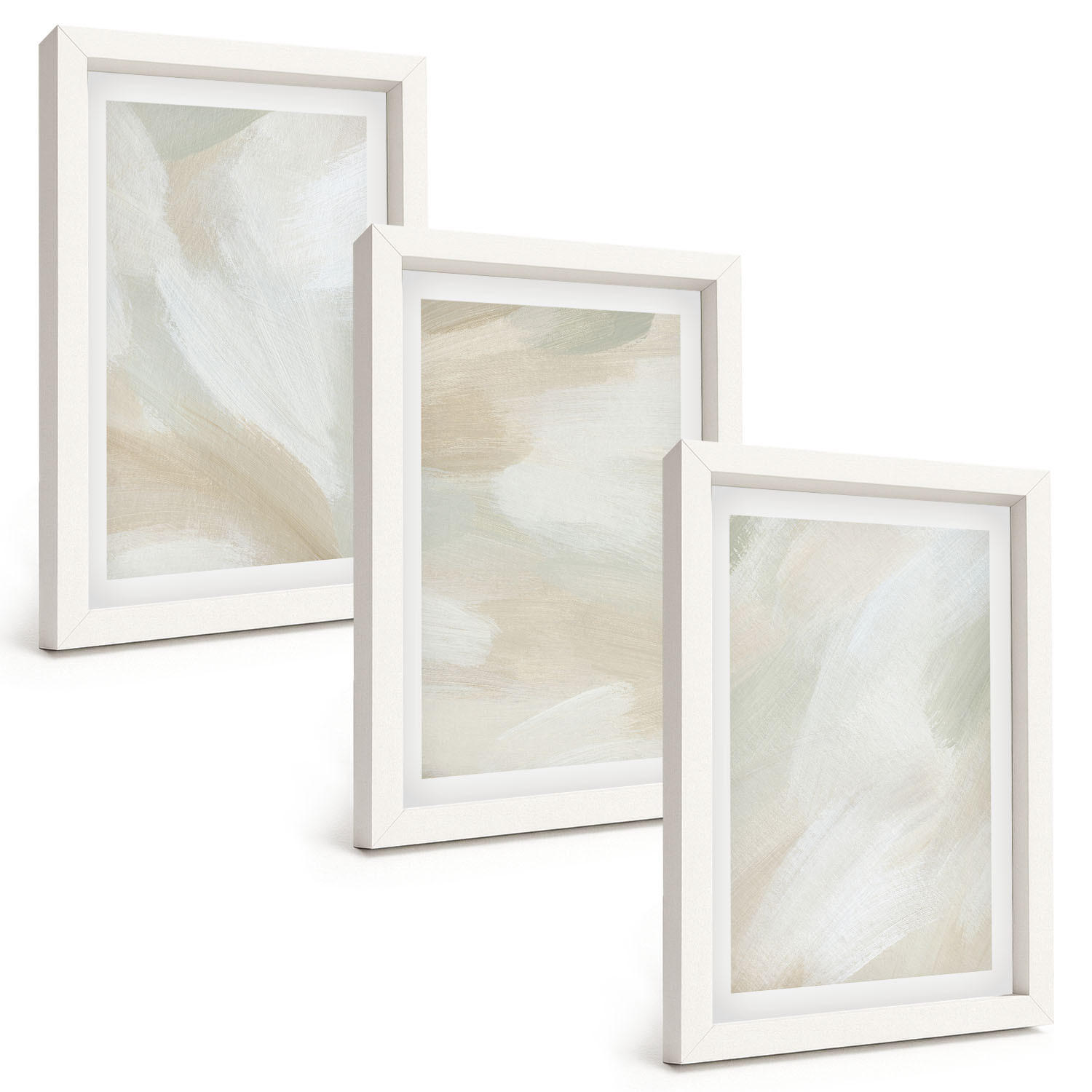 BILDER SET 3er Set - 20x30 cm Weißer Rahmen - Minimalismus der Farbstruktur - Weiß, Kunststoff (20/30cm) - TULUP