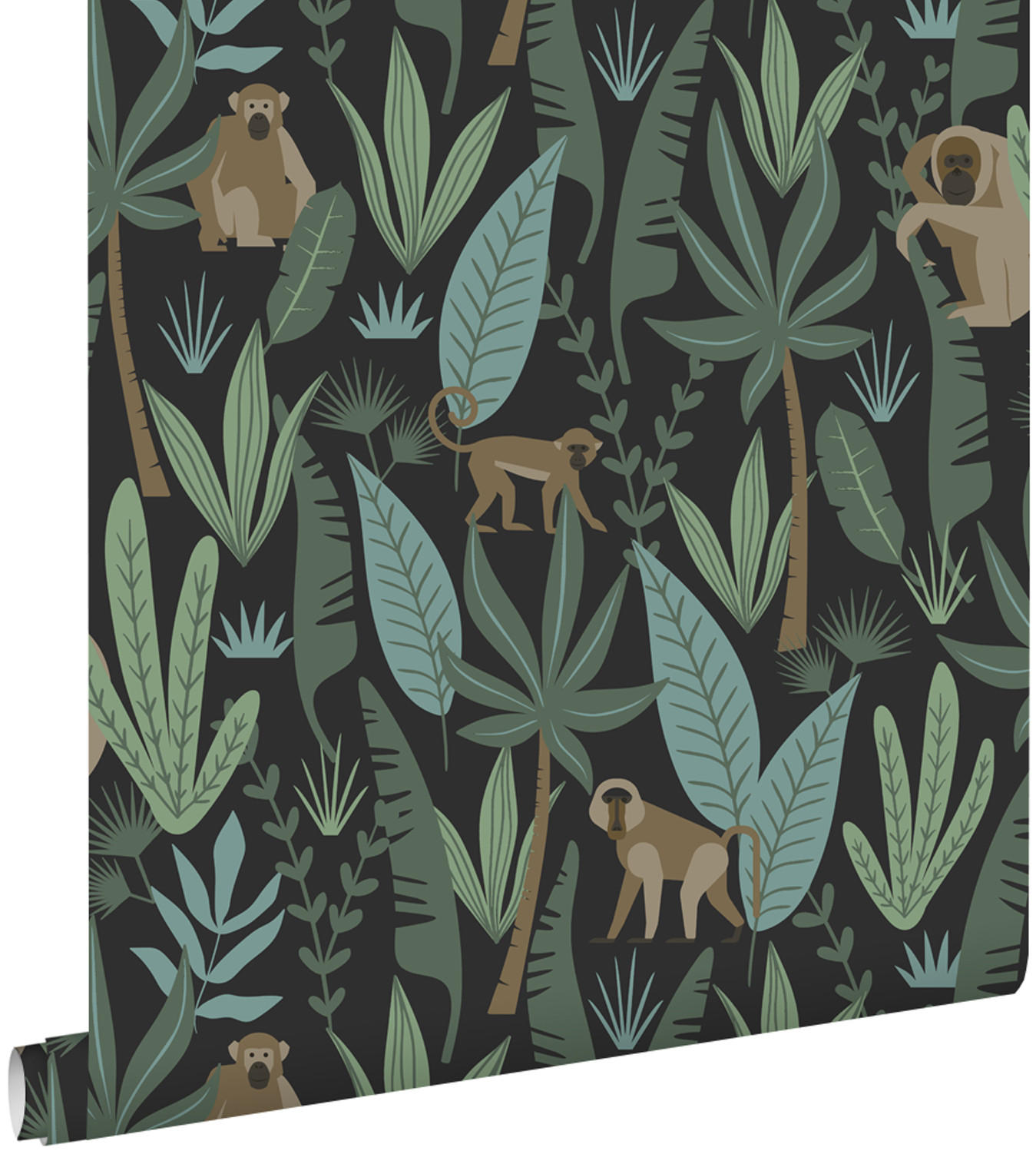 TAPETE Affen 53 cm x 10.05 m - Schwarz, Papier (53/0.1cm) - ESTAhome