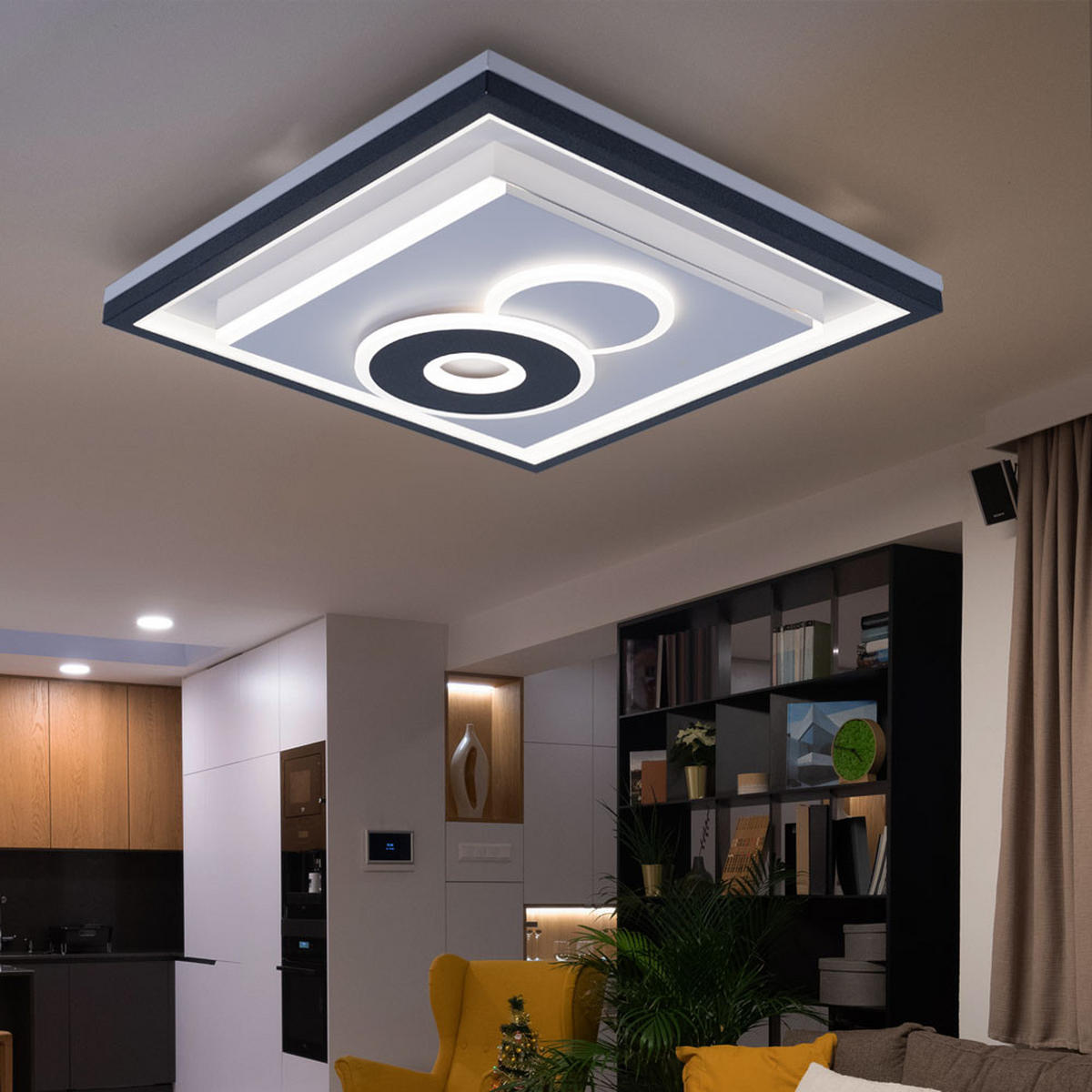 LED DECKENLEUCHTE SUNDI Weiß Metall - Weiß, Metall (54/54/10cm) - Globo Lighting