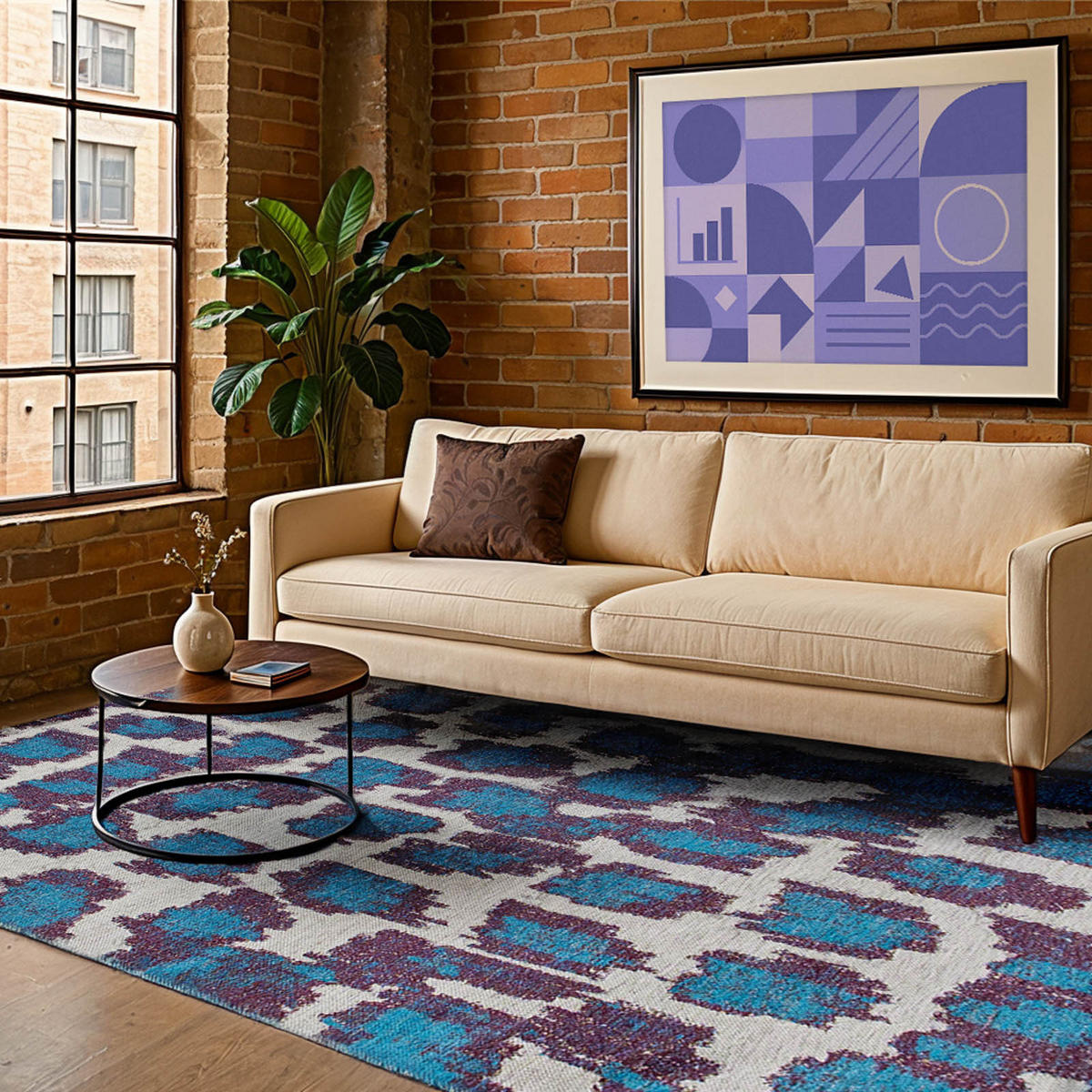 TEPPICH Ikat Blue Duck 170/240 cm - Blau, Textil (170/240cm) - Lola&Moi