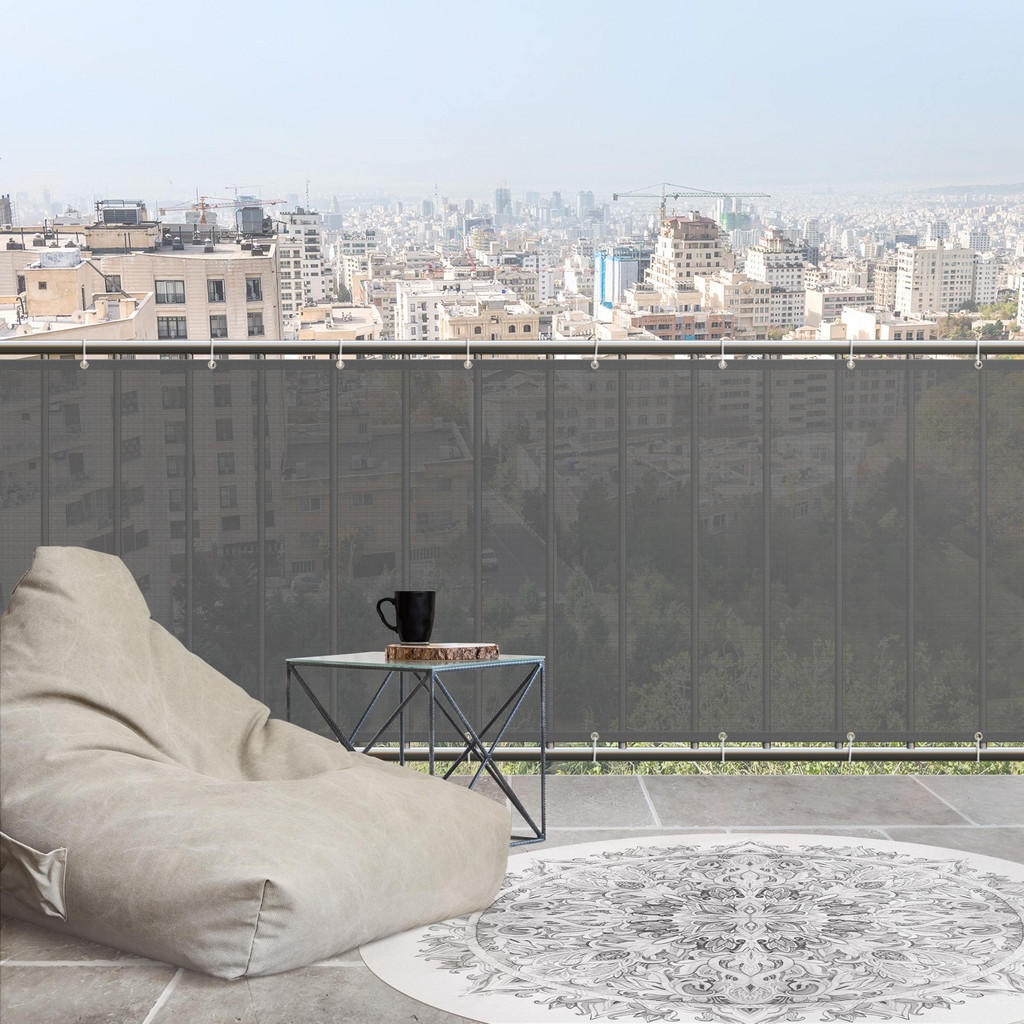 Thumbnail - Bilderwelten Balkon, Grau, Kunststoff, Uni, Rechteckig, 150x100 cm, Sonnen- & Sichtschutz, Sichtschutz Garten, Balkon Si...