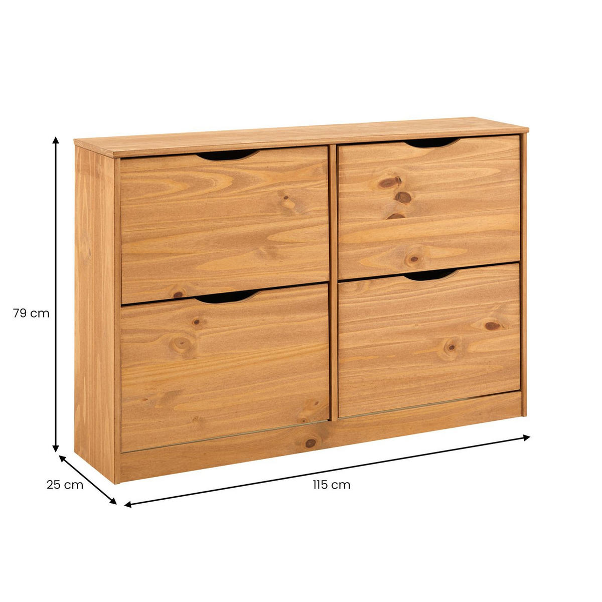 SCHUHSCHRANK BASIL honigfarben - Honig, Holz (115/79/25cm) - IDIMEX