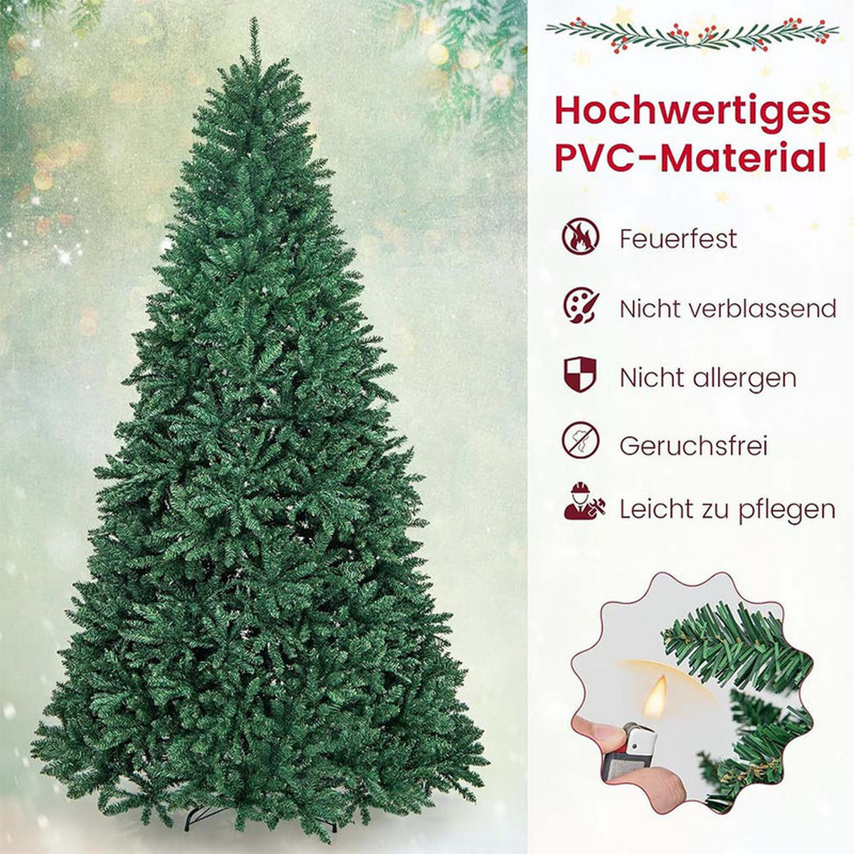 WEIHNACHTSBAUM mit Metallständer 270cm Grün - Grün, Metall (275cm) - COSTWAY