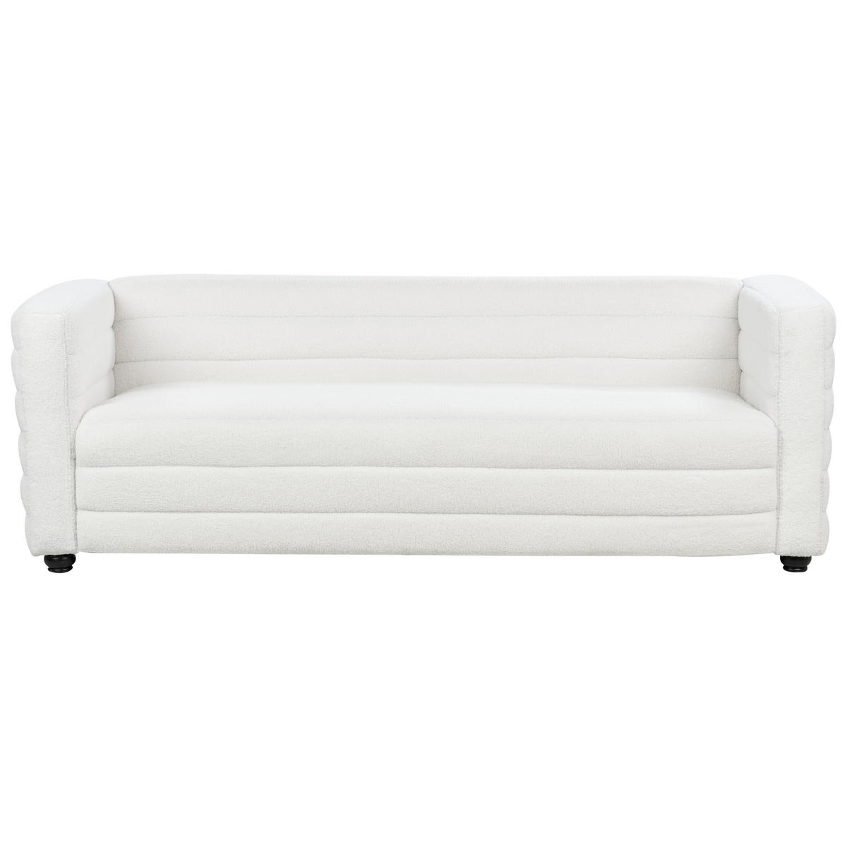 3-SITZER-SOFA Bouclé cremeweiß Hofn - Schwarz/Weiß, Textil (214/72/79cm) - Beliani