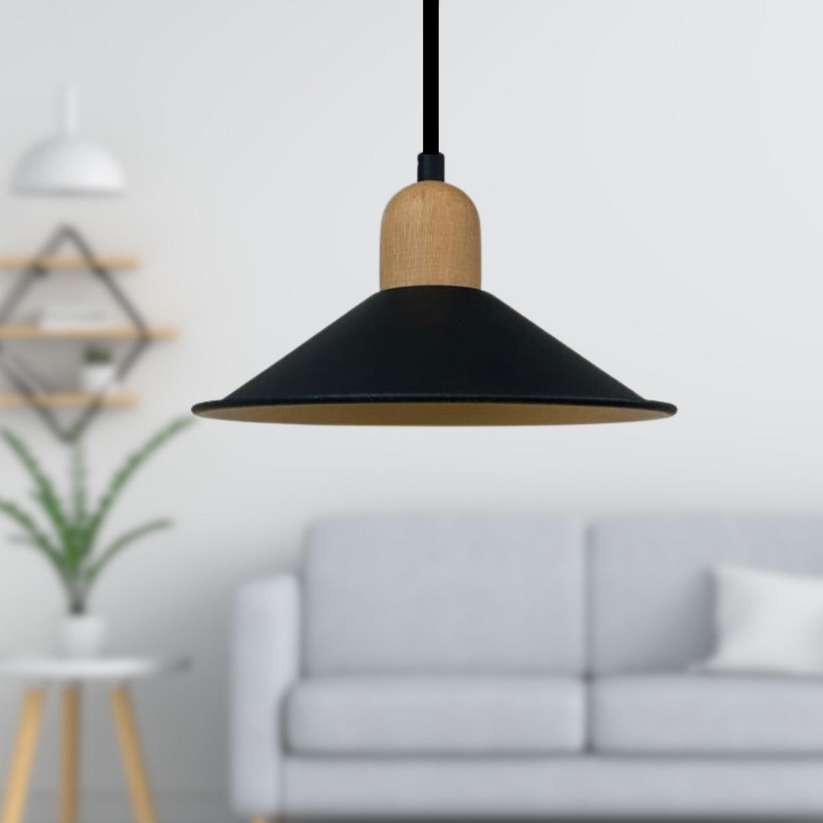 PENDELLEUCHTE Ferh 35/20 cm - Goldfarben/Schwarz, Holz/Metall (35/20cm) - Bamyum