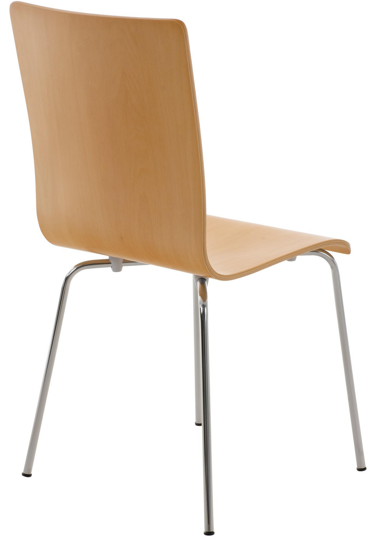 BESUCHERSTUHL Holz natura - Chromfarben/Eukalyptusholzfarben, Holz/Metall (43/87/47cm) - CLP