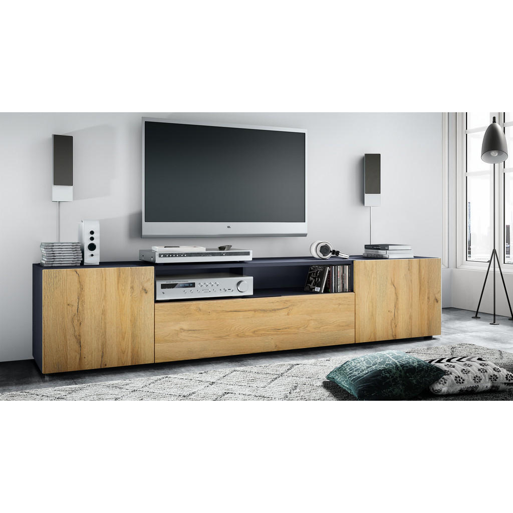 Thumbnail - Vladon Lowboard, Eiche, Holzwerkstoff, 181x39x35 cm, Wohnzimmer, Wohnwände, Lowboards, Lowboards stehend