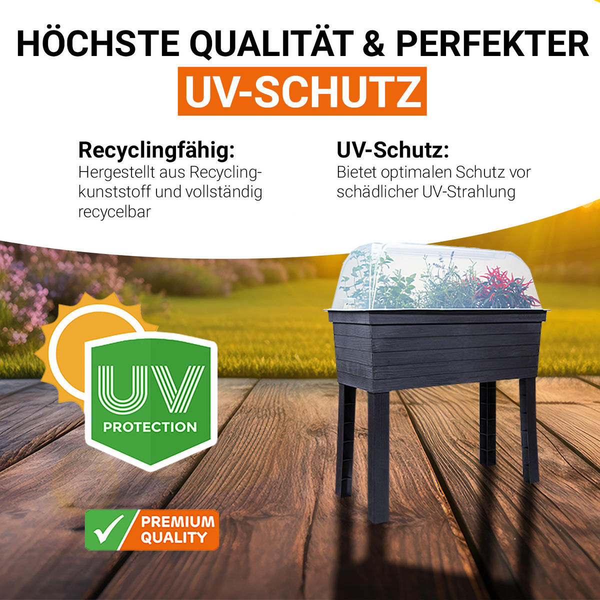 BALKON-HOCHBEET Set inkl. Anzuchthaube - Braun, Kunststoff (37/87/75cm) - GARANTIA