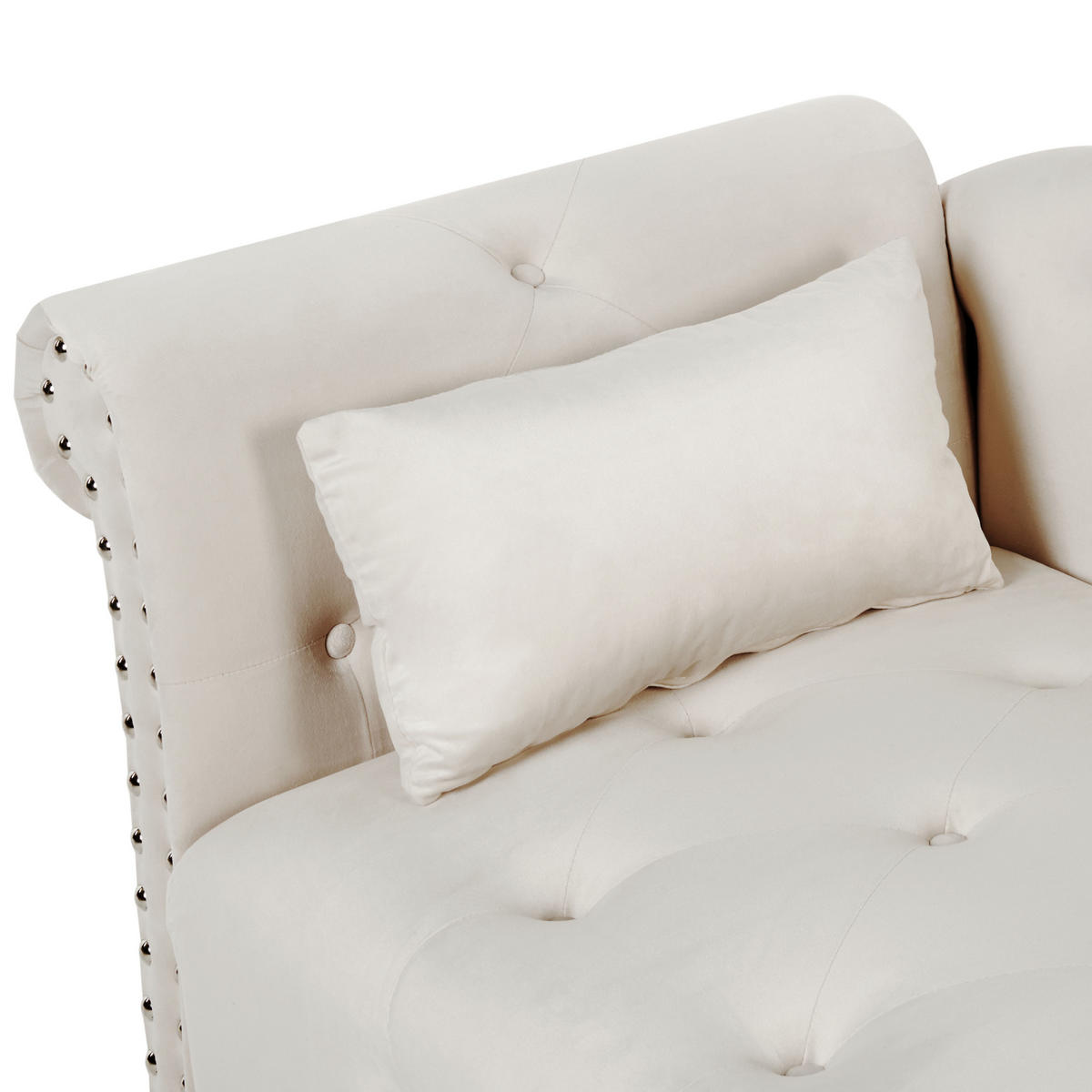 ČALOUNĚNÉ LEHÁTKO CHAISE LONGUE LEVOSTRANNÉ Sametová látka Světle béžové Ivry - černá/béžová, textil (152/72/62cm) - Beliani