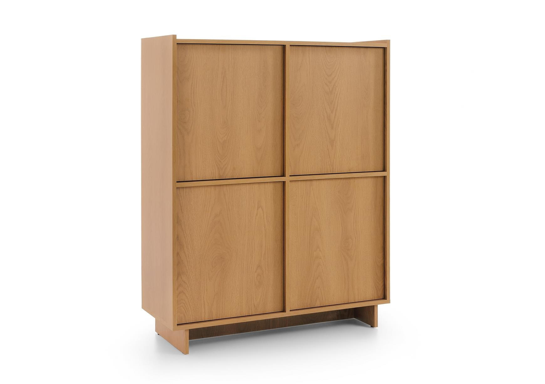 SUNA Highboard Japandi Design Kommode Eiche Caramel grifflos 124 cm hoch - Braun, Holzwerkstoff (98/124/39cm) - Bettso