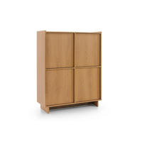 SUNA Highboard Japandi Design Kommode Eiche Caramel grifflos 124 cm hoch - Braun, Holzwerkstoff (98/124/39cm) - Bettso