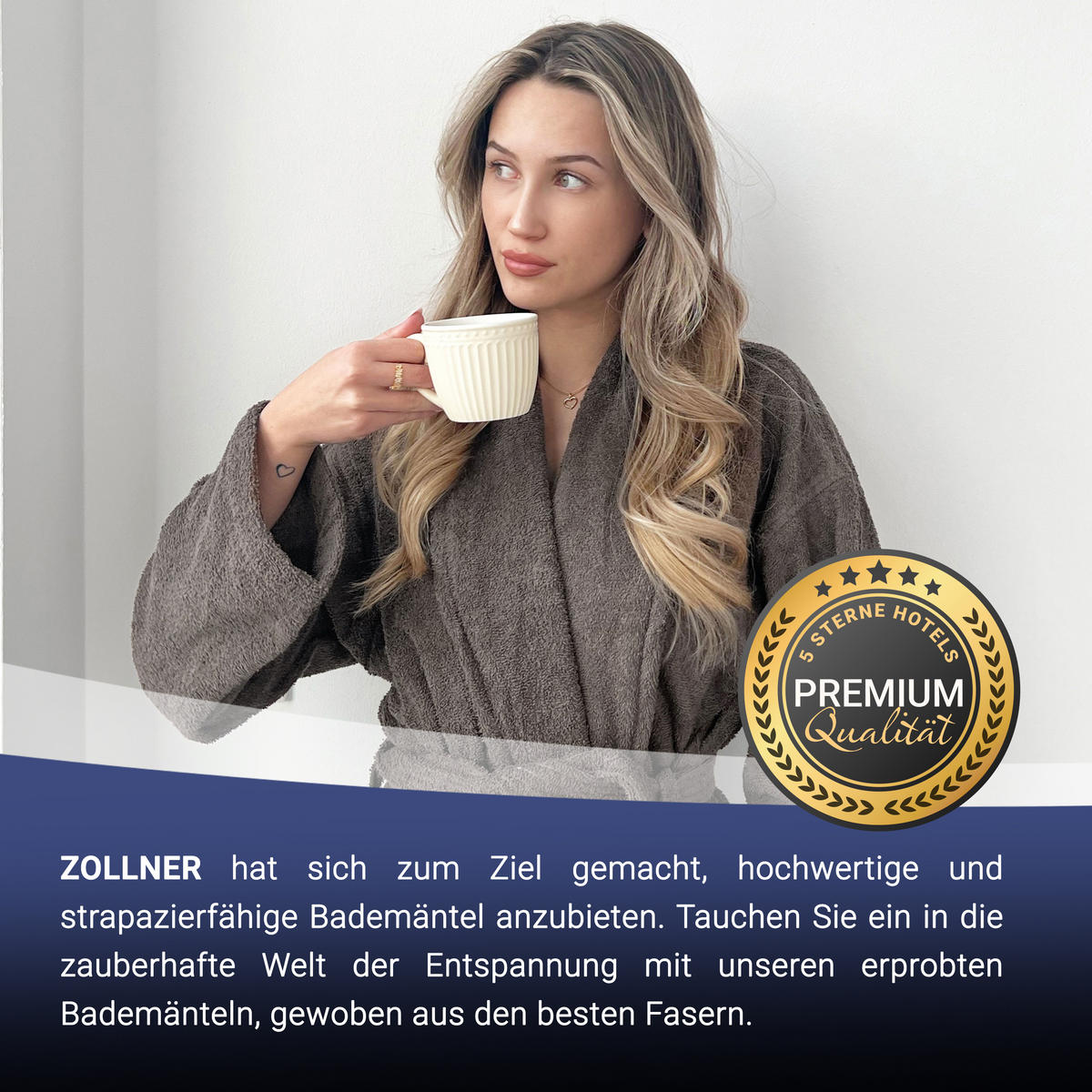 BADEMANTEL, XS, 100% Baumwolle, Braun-Grau - Grau, Textil (XSnull) - Zollner