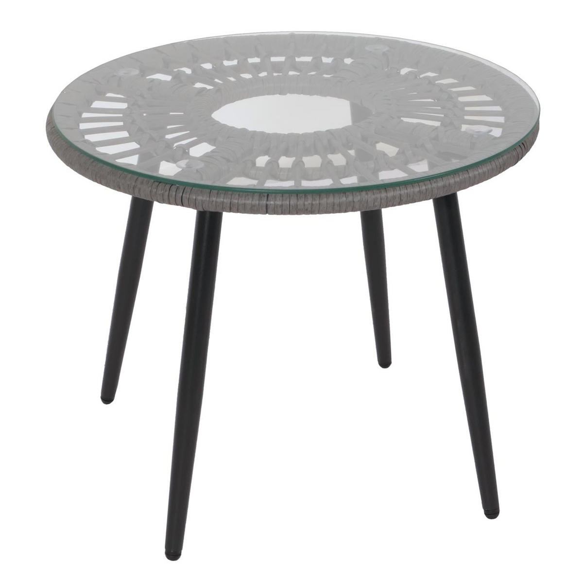 GARTEN-GARNITUR aus Poly-Rattan HxBxT 85,5x67x68cm Sitzhöhe 35cm Grau Polster Hellgrau - Grau, Kunststoff - PROREGAL