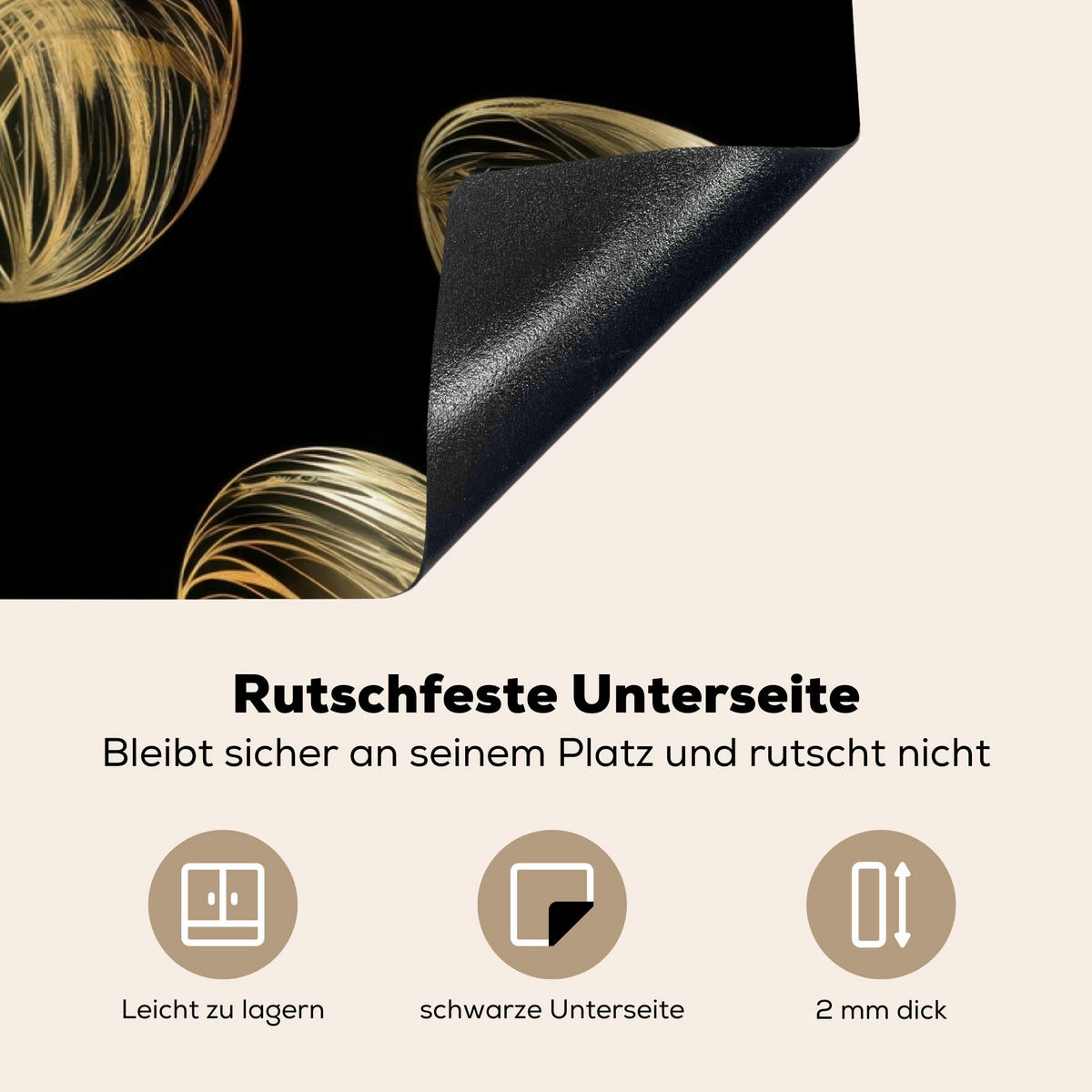 HERDABDECKPLATTE Eier - Gold - Muster Induktionsschutz 91.6x52.7 cm - Schwarz, Kunststoff (91.6/52.7/0.2cm) - MuchoWow