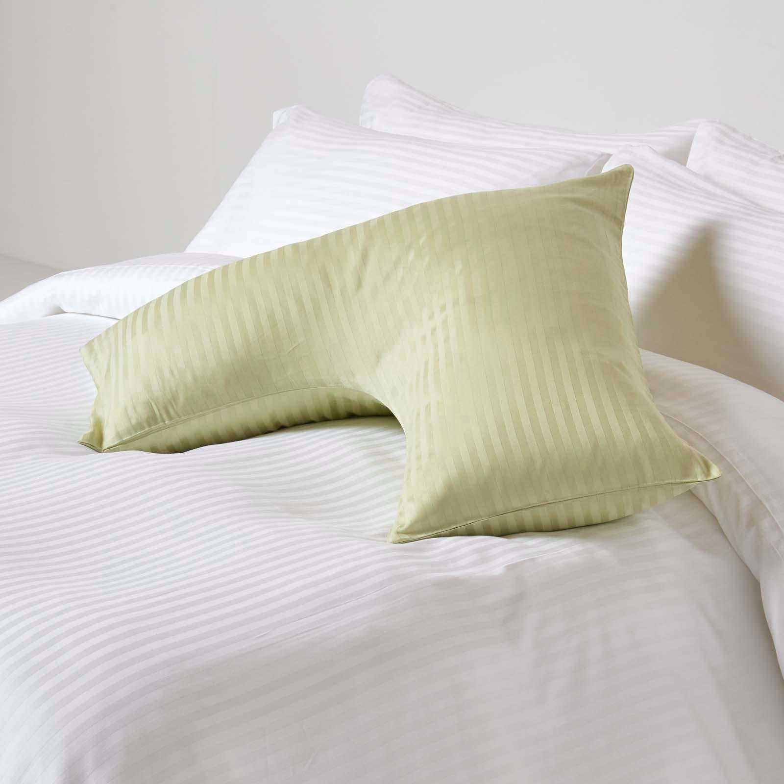 KISSENBEZUG für V-Form-Kissen, Damast-Streifen, Fadendichte 330 - Grün, Textil (38/76cm) - Homescapes
