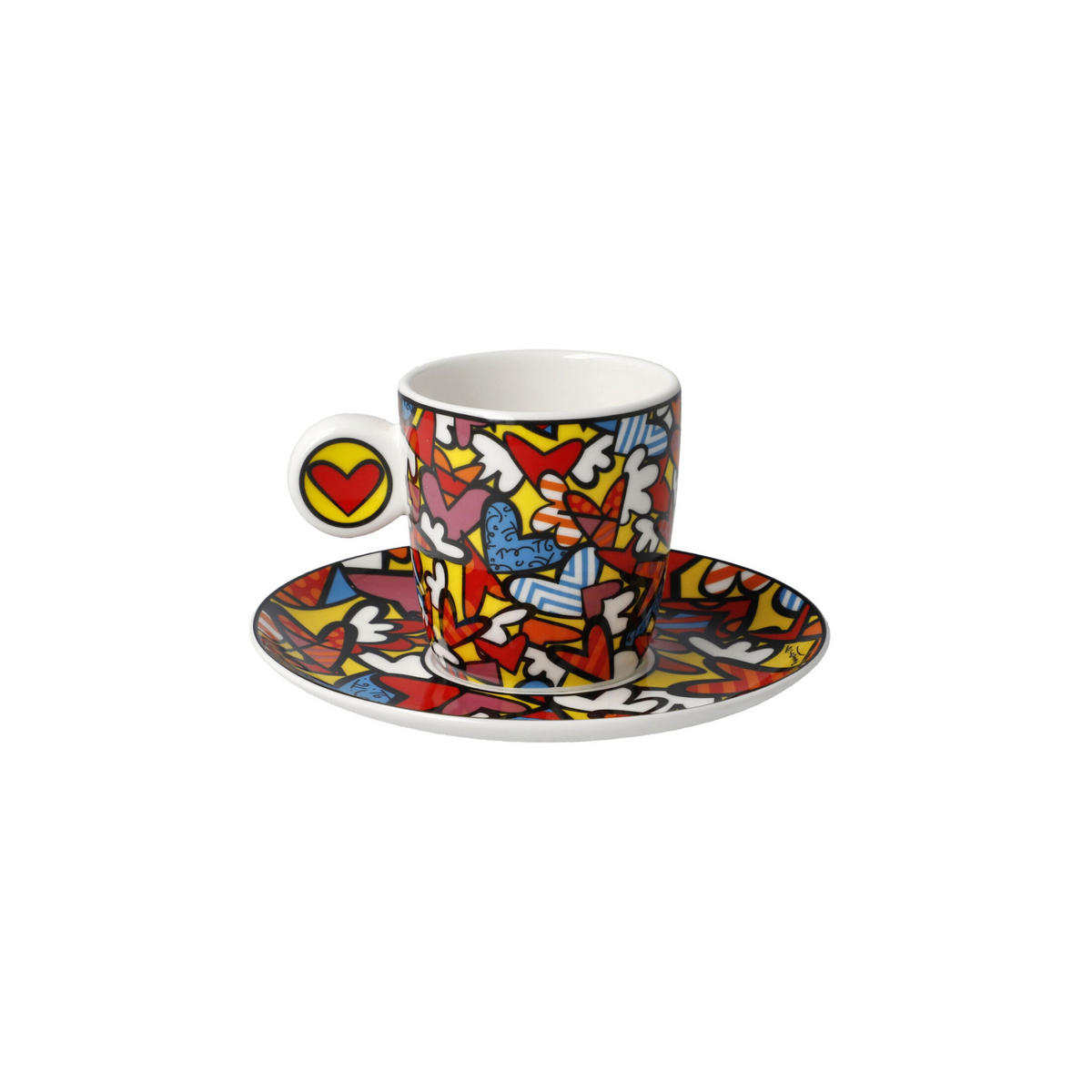 ESPRESSOTASSE Romero Britto - All We Need is Love, Tasse, Becher, Fine Bone China, Bunt, 100 ml - Multicolor, Keramik (0.1L) - Goebel
