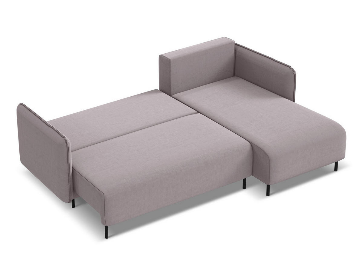 ECKSOFA mit Schlaffunktion Samt Stoff Violett - Lila/Flieder, Holz/Textil (236/162cm) - Makamii