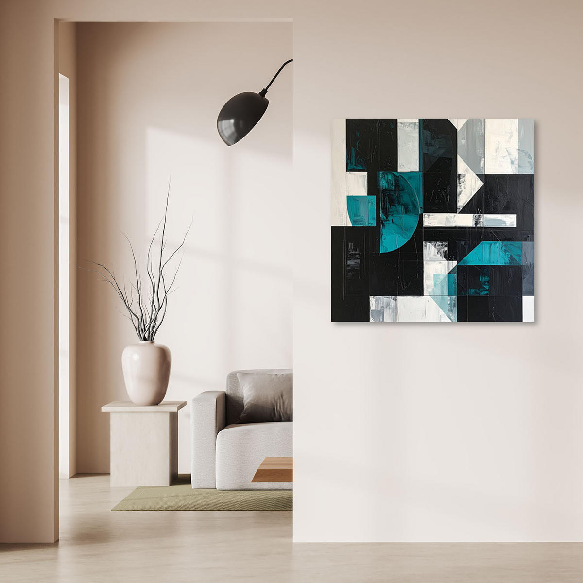 LEINWANDBILD 3D und geometrisch 40x40cm - Türkis, Textil (40/40cm) - Feeby