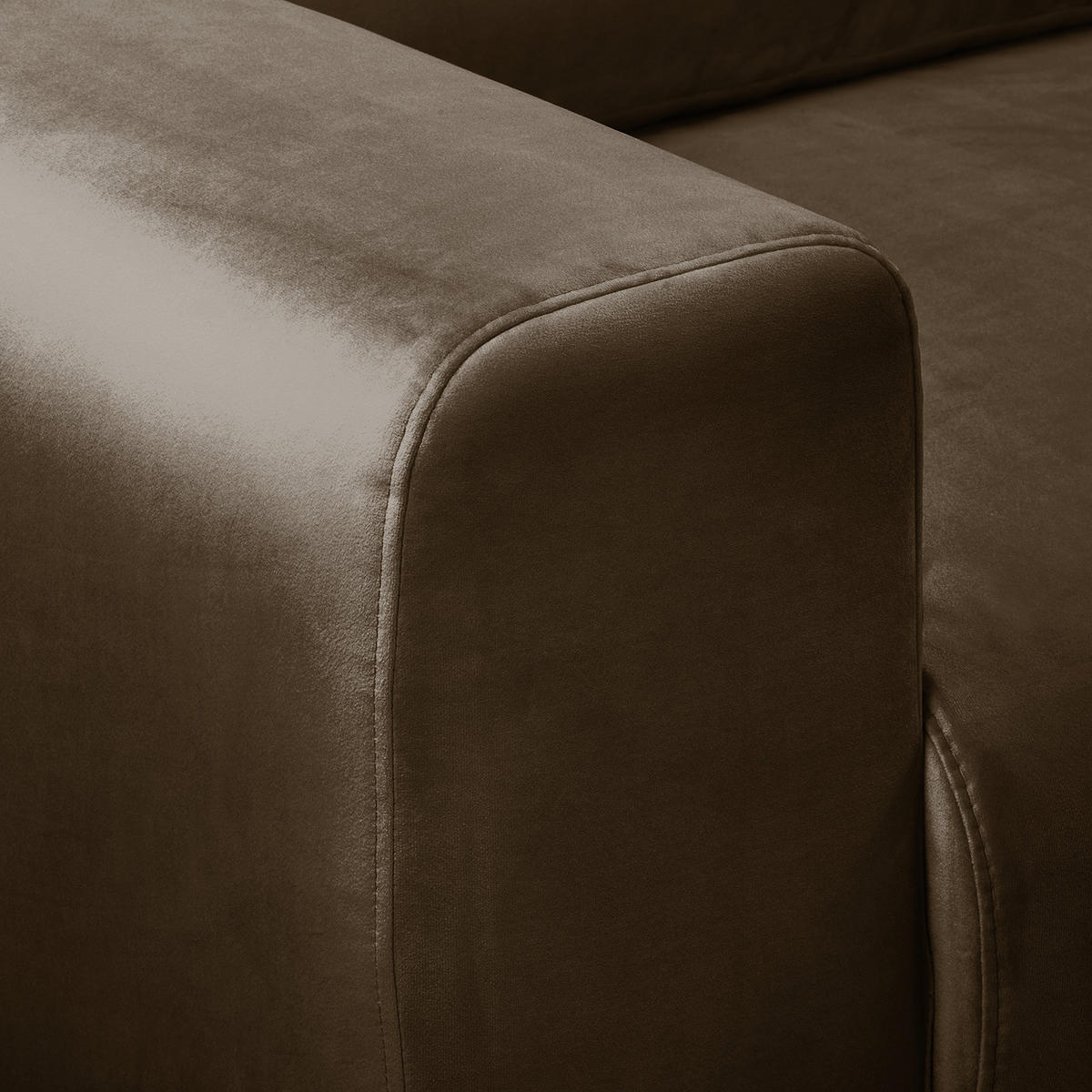 ECKSOFA - Samt - Braun, Textil (286/152cm) - home24