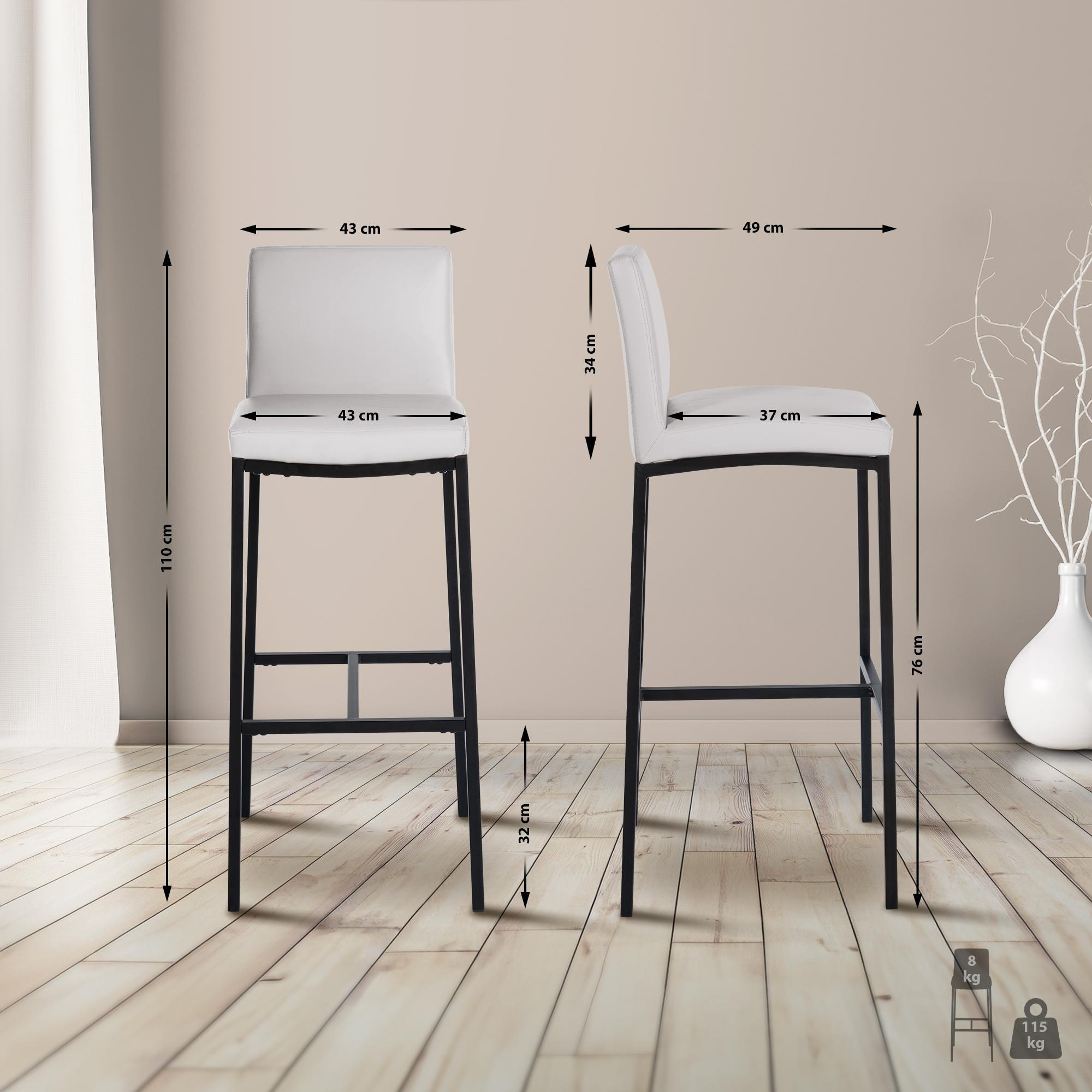 BARHOCKER Lederlook Weiß - Schwarz/Weiß, Textil/Metall (43/109/47cm) - CLP