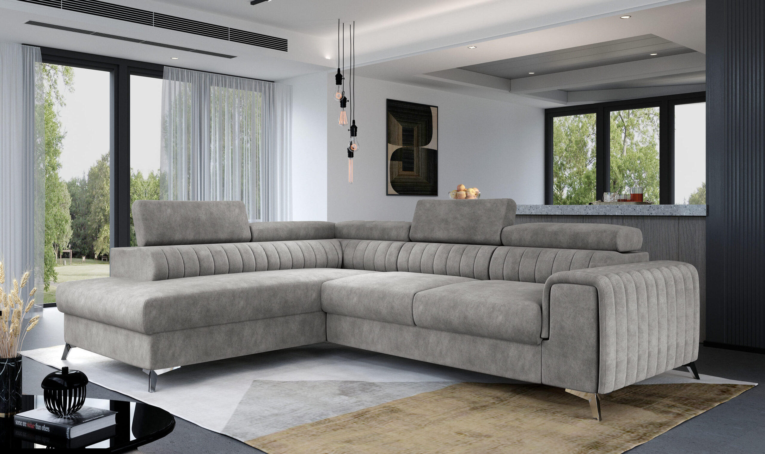 Thumbnail - Möblo Ecksofa, Dunkelgrau, Grau, Textil, 4-Sitzer, L-Form,L-Form, 275x205 cm, Wohnzimmer, Sofas & Couches, Wohnlandschaf...
