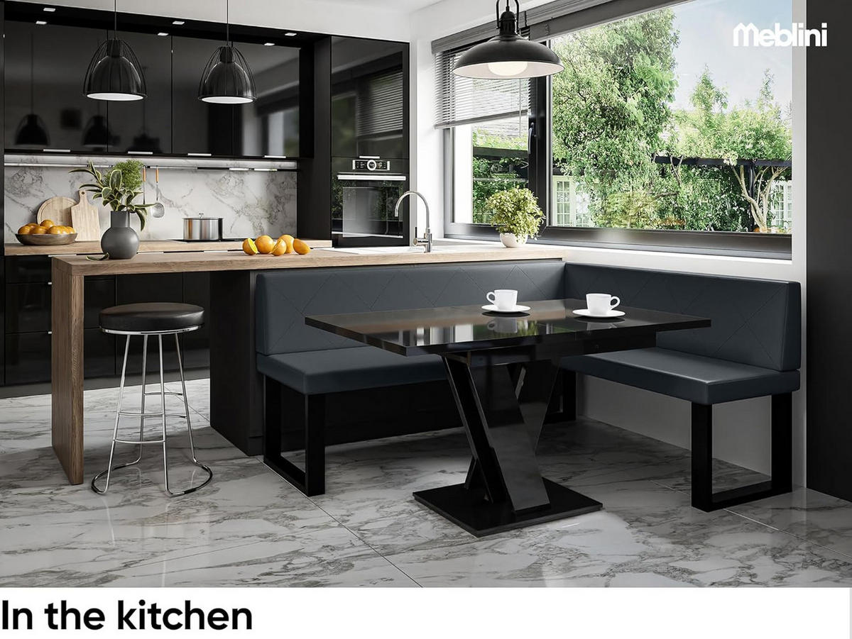 ECKBANK ERIC_U - Dunkelgrau, Leder (128/168cm) - Meblini
