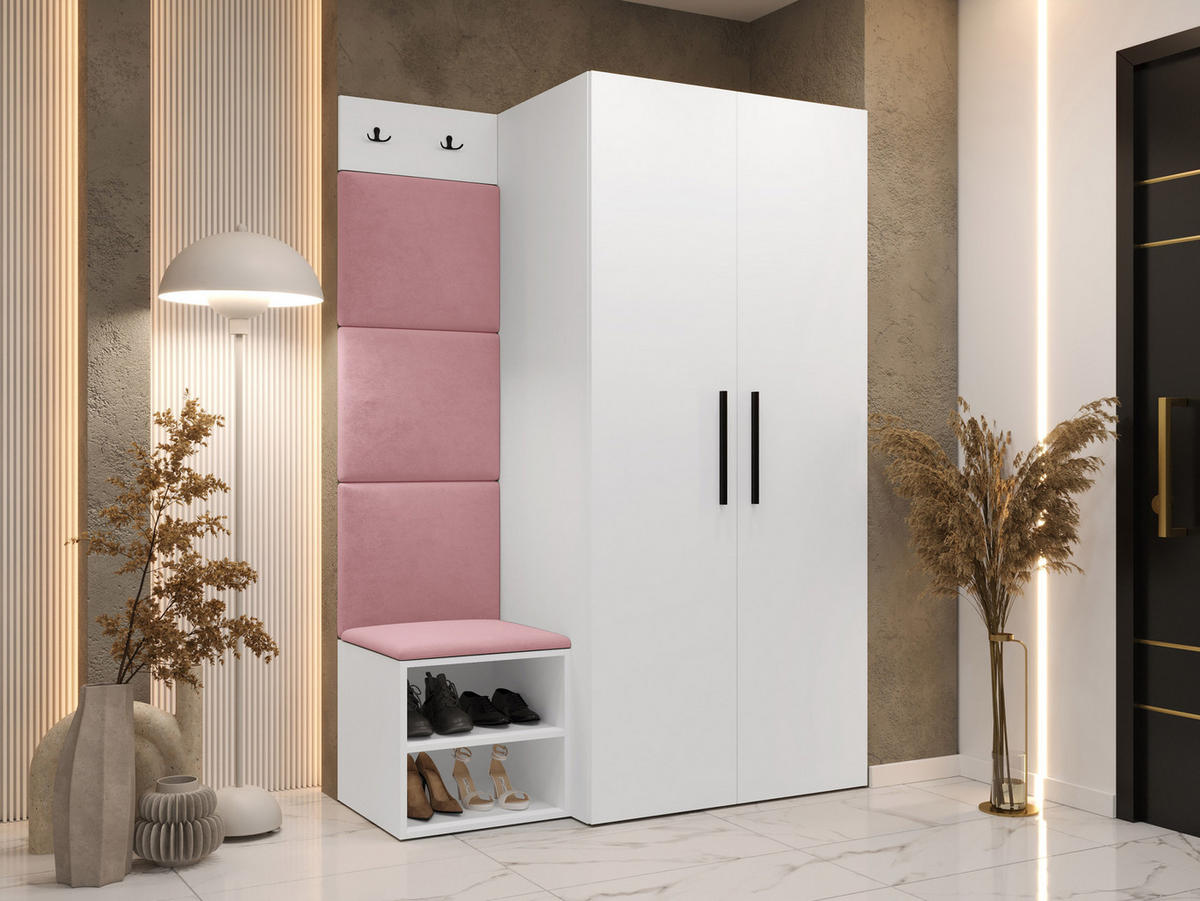 GARDEROBEN-SET Medi IV - Hellrosa/Schwarz, Holzwerkstoff/Kunststoff (80/191/50cm) - MIRJAN24