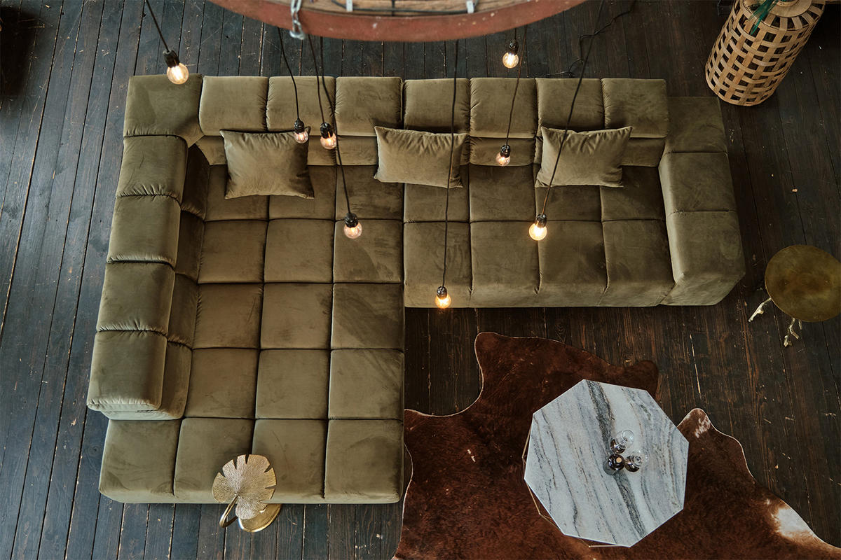 ECKSOFA MIT MOTORISCHEM SITZVORZUG NEVADA Hellgrün Velvet - Schwarz/Hellgrün, Textil (319/215cm) - KAWOLA