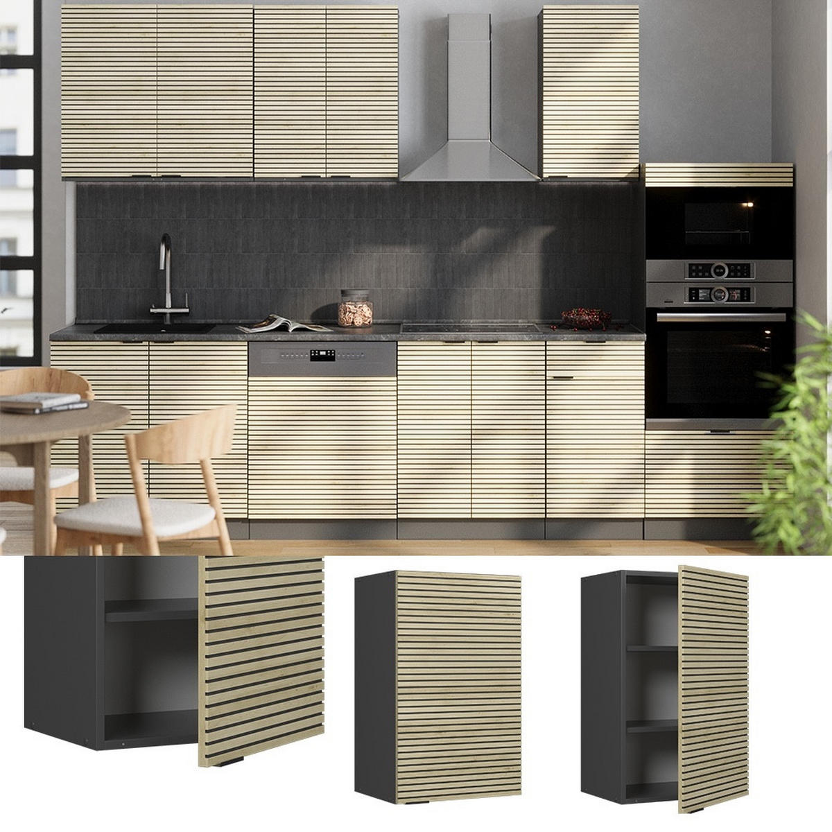 HÄNGESCHRANK Fame-Line Eiche Paneel 45 cm - Eichefarben/Anthrazit, Holzwerkstoff (45/72/34.1cm) - Vicco