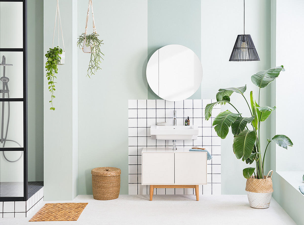 SPIEGELSCHRANK - rund - Weiß, Holzwerkstoff (72/72/16cm) - home24