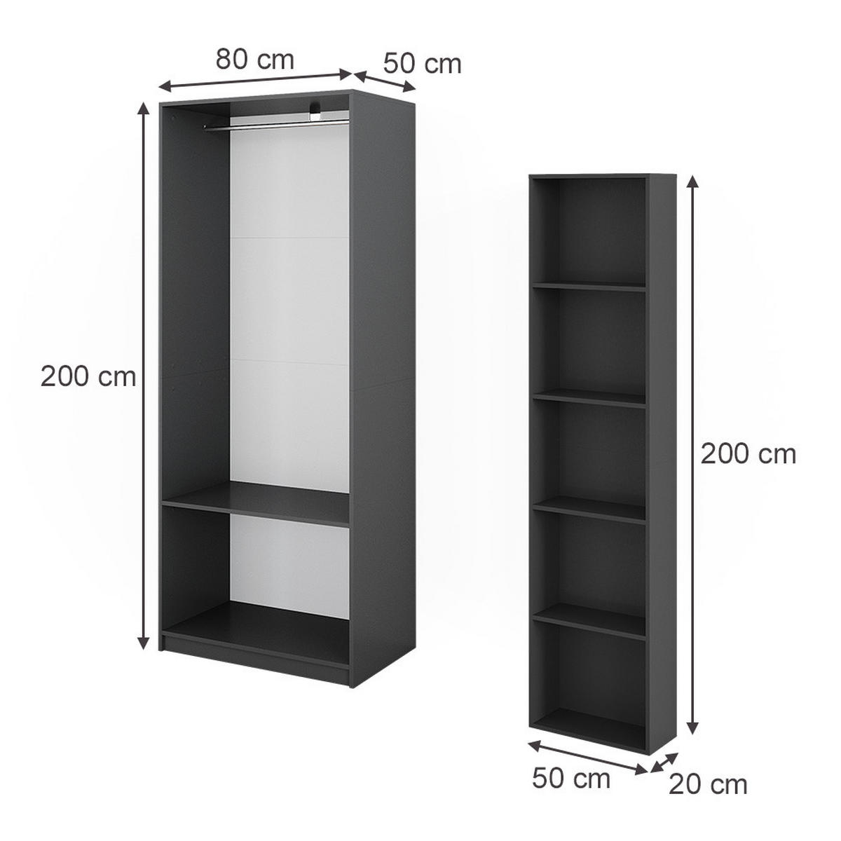 ŠATNÍKOVÁ SKRIŇA Elmo antracitová 80 x 200 cm Sada 2 ks - antracitová, kompozitné drevo (80/200/50cm) - Vicco