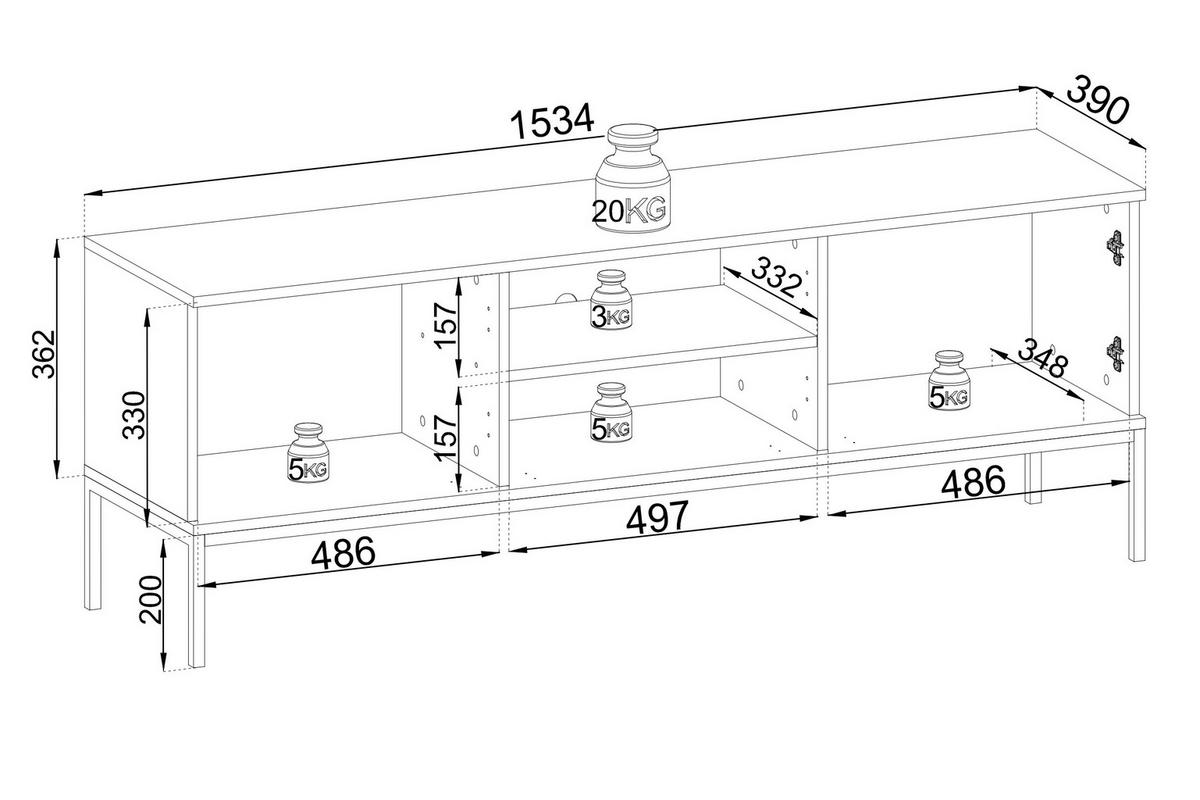 TV-SCHRANK 150 cm Haller mit LED, Lamellen, Braun - Braun, Holz (154/56/39cm) - Emporius