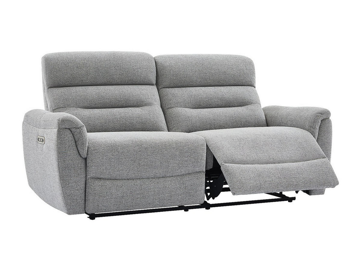 3-SITZER Elektrisches Relax-Sofa aus grauem Strukturstoff BREVIO - Grau, Textil (193/101/91cm) - Vente-Unique