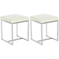 SITZHOCKER 2er Set Velan Kunstleder Creme Hocker Schlafzimmer - Creme, Leder (40/48/40cm) - DELUKE