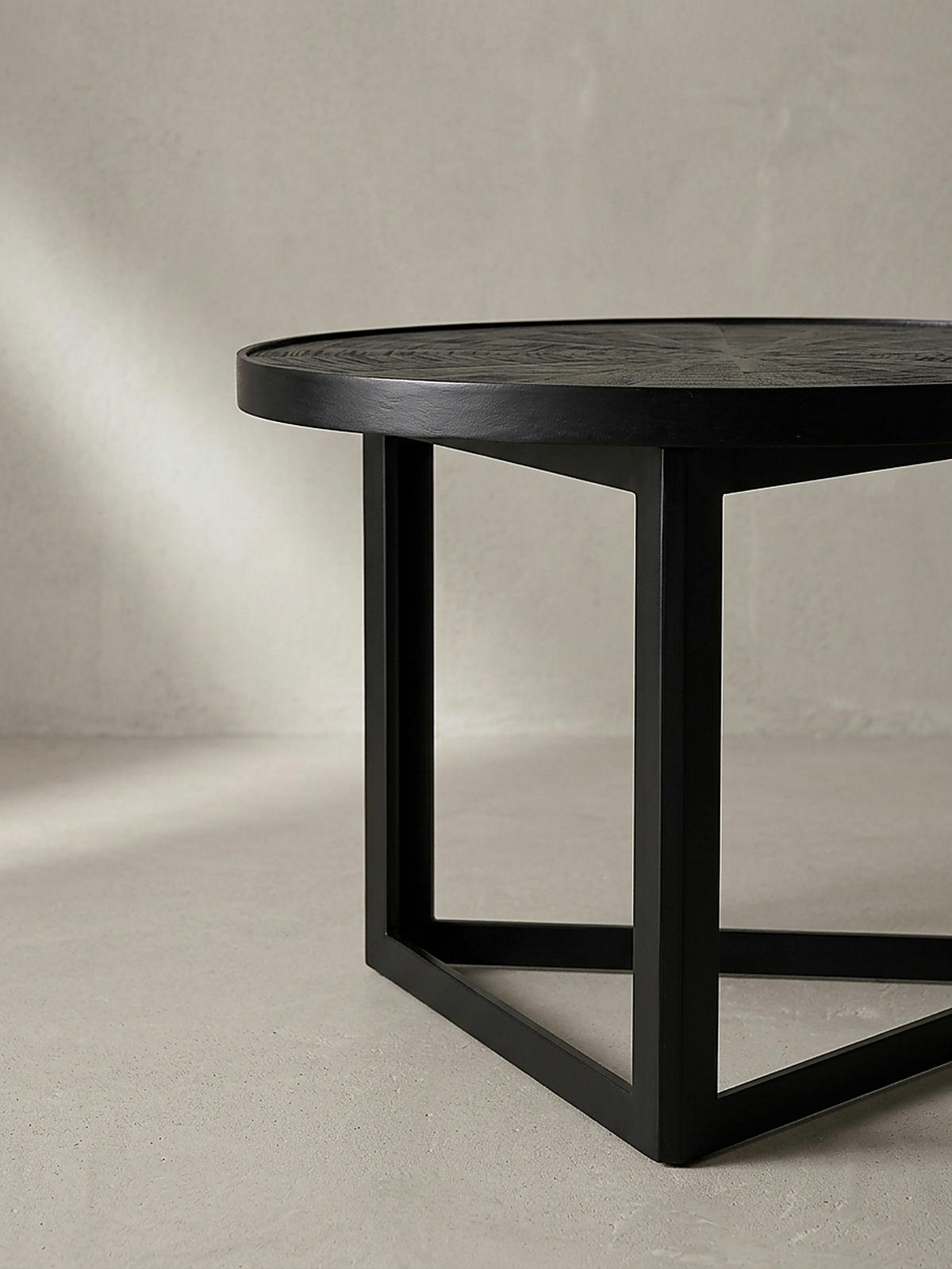 COUCHTISCH Schwarz Massivholz Mango Rund 58x58x40 cm Industrial Design - Schwarz, Holz/Metall (58/58/40cm) - KADIMA DESIGN