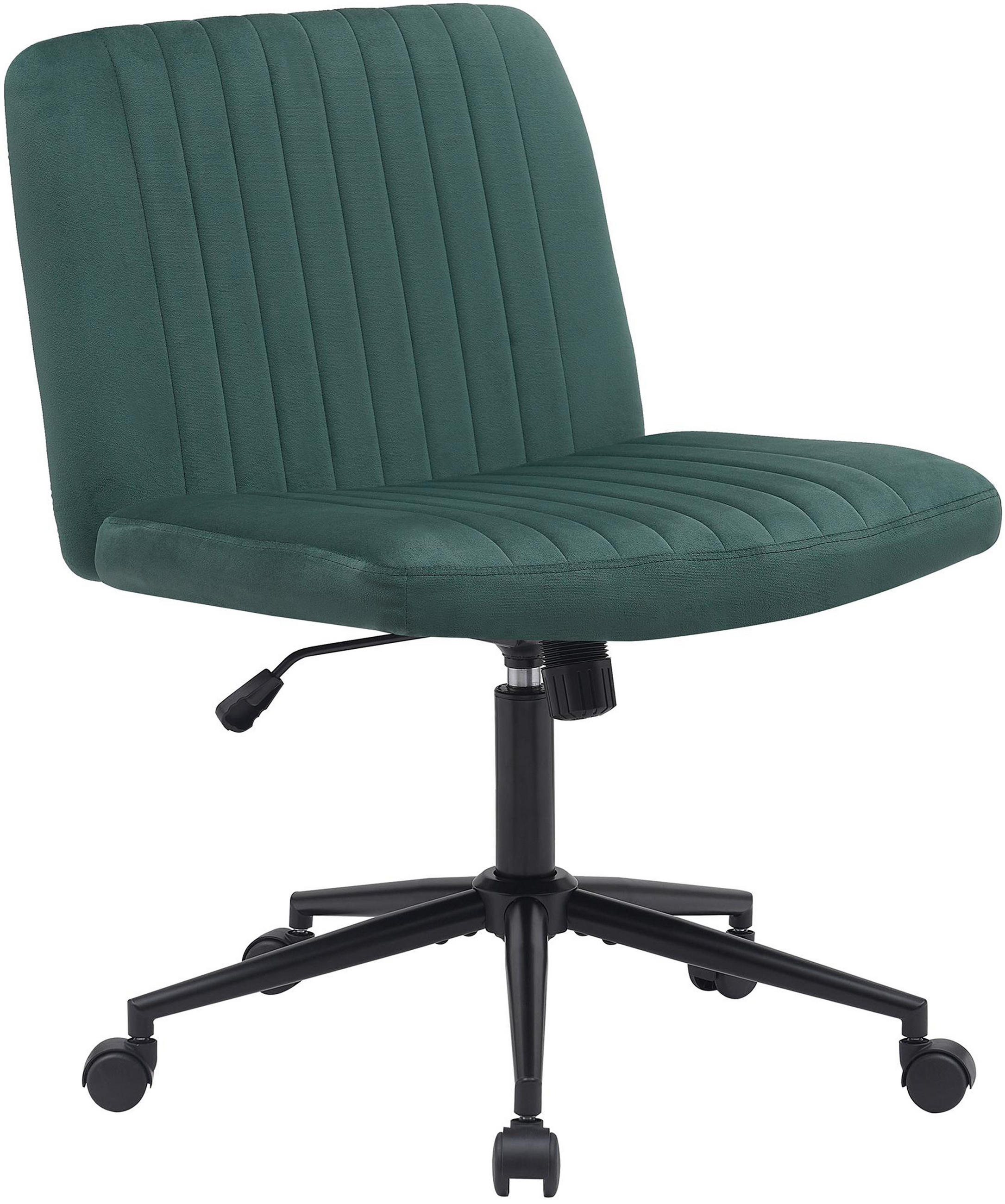 BÜROSTUHL Lynox Samt grün - Schwarz/Grün, Metall (62/98/65cm) - TPFLiving
