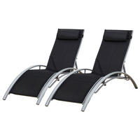 LIEGESTÜHLE Galapagos Schwarz und Grau 2er-Set - Schwarz, Metall (64/87/178cm) - Happy Garden