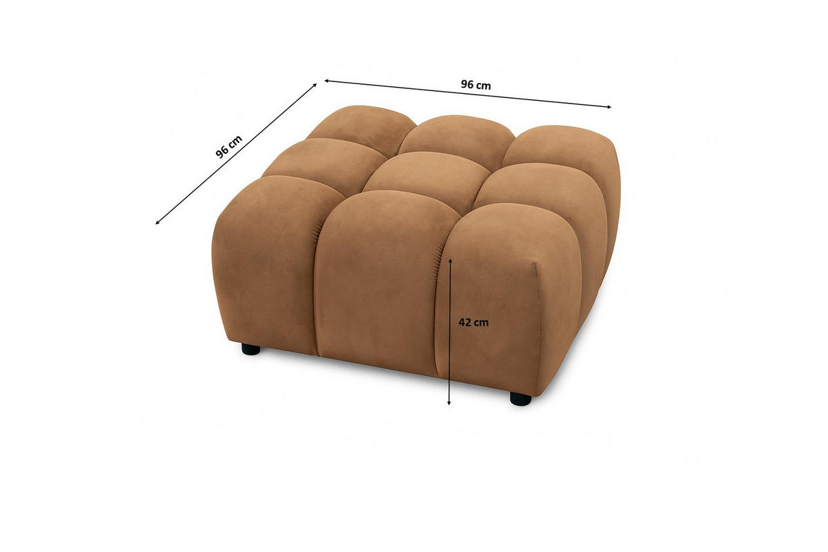 HOCKER, Modulhocker Bolla, stoff Bluvel, Latte - Beige, Holz (96/42/96cm) - Kaiser Möbel