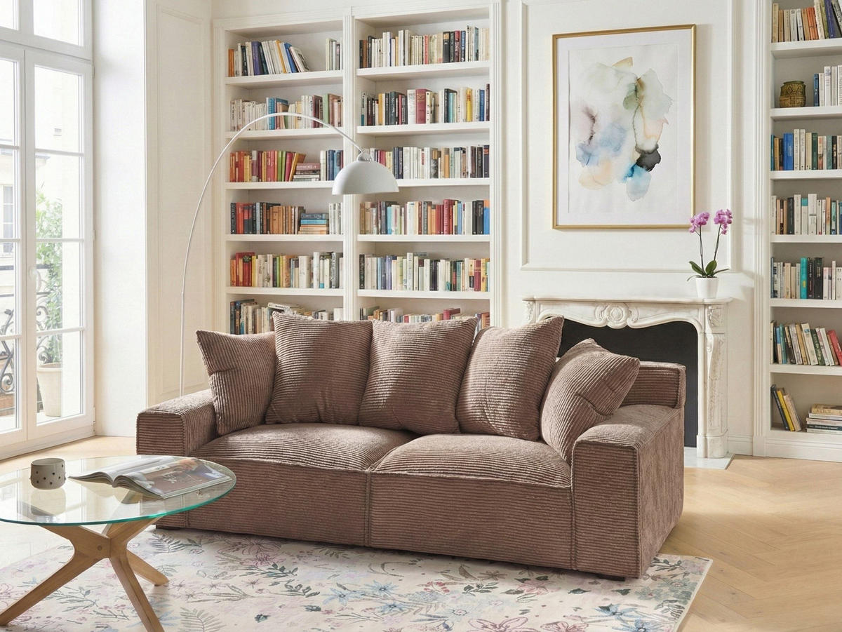 POHOVKA 3-místná Manšestr Pískově béžová Viskan - písková barva, textil (200/62/74cm) - Beliani